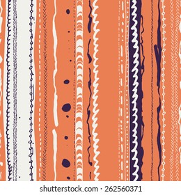 Vector seamless patter design with doodle lines repeating ornaments