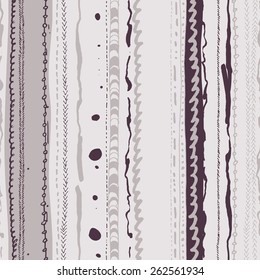 Vector seamless patter design with doodle lines repeating ornaments