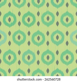 Vector seamless patter design with ikat style repeating ornaments