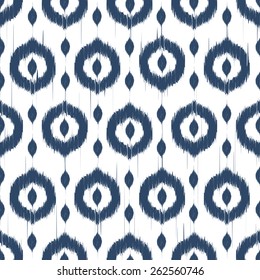 Vector seamless patter design with ikat style repeating ornaments
