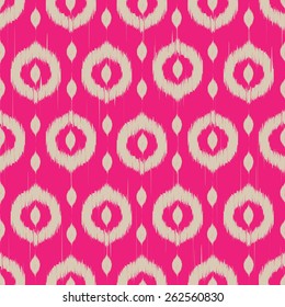 Vector seamless patter design with ikat style repeating ornaments