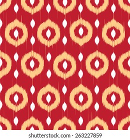 Vector seamless patter design with ikat style repeating ornaments