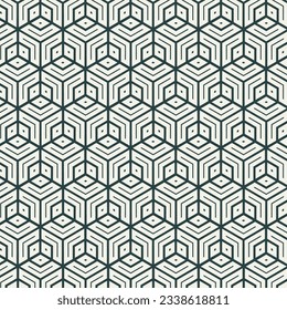 Vector seamless patter. Repeating Linear hexagon geometric background 