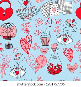 vector seamless pattern 14 february red with blue