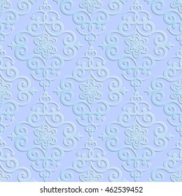 Vector seamless pattern. 3d luxury elegant texture in Baroque style. Pattern can be used as a background, wallpaper, wrapper, page fill, element of ornate decoration