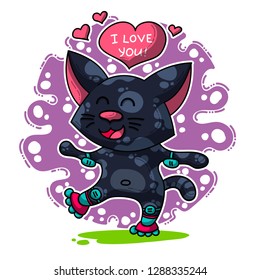 Vector seamless pattern about Cats in love for happy Valentine's Day
