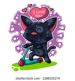 Vector seamless pattern about Cats in love for happy Valentine's Day
