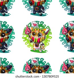 Vector seamless pattern about Shamans in love for happy Valentine's Day
