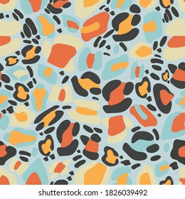 Vector Seamless pattern of abstact leopard skin in pastel colour Autumn, Wild Animals pattern for textile or wall paper