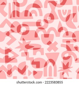 Vector seamless pattern with abstract aesthetic elements. Cute design for wrapping paper, wallpaper, textile, stationery.