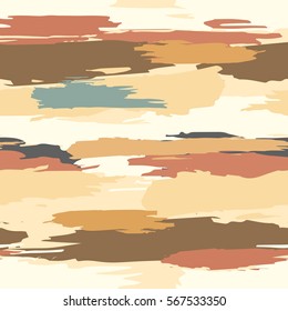 Vector seamless pattern. Abstract artistic background with repeating brush strokes of different warm colors. Creative texture perfect for decoration, wallpapers and postcards.