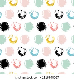 Vector seamless pattern. Abstract background with round brush strokes. hand drawn texture. Hipster graphic design.