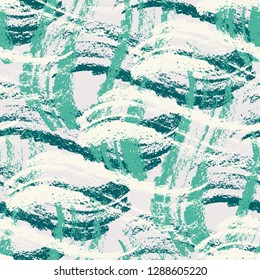 Vector seamless pattern. Abstract background with wavy brush strokes. Colorful hand drawn texture
