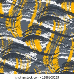 Vector seamless pattern. Abstract background with wavy brush strokes. Colorful hand drawn texture