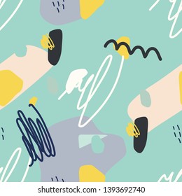 Vector seamless pattern. Abstract background with brush strokes. Print for fabric or wrapping paper.