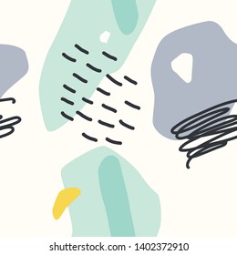 Vector seamless pattern. Abstract background with brush strokes. Simple shapes. Wallpaper, print for fabric or wrapping paper.