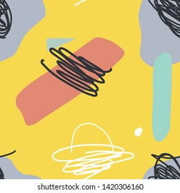 Vector seamless pattern. Abstract background with brush strokes. Wallpaper, print for fabric or wrapping paper.