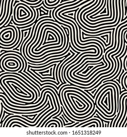 Vector seamless pattern. Abstract background with rough spots. Monochrome noisy texture. Randomly disposed sloppy organic streaks.