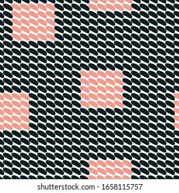 Vector seamless pattern. Abstract background with round brush strokes. Simple hand drawn texture - black white and pink