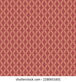 Vector seamless pattern. Abstract background with wavy mesh, lattice, curved grid. Retro vintage style. Graphic texture of weaving, net, lace. Maroon and orange color. Elegant repeat decorative design