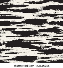 Vector seamless pattern. Abstract background with horizontal brush strokes. Monochrome hand drawn texture