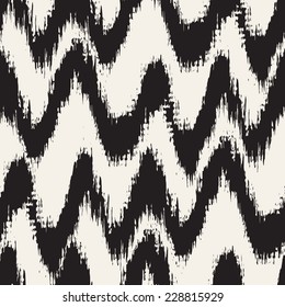 Vector seamless pattern. Abstract background with zigzag brush strokes. Monochrome hand drawn texture