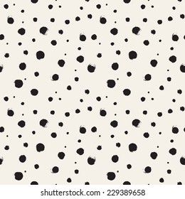 Vector seamless pattern. Abstract background with round brush strokes. Monochrome hand drawn texture