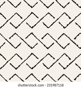 Vector seamless pattern. Abstract background with zigzag brush strokes. Monochrome hand drawn texture