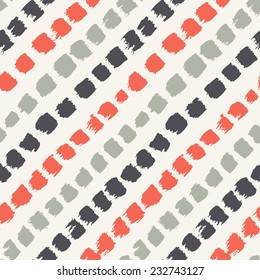 Vector seamless pattern. Abstract background with diagonal brush strokes. Hand drawn texture in contrast colors