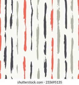Vector seamless pattern. Abstract background with colorful brush strokes. Striped hand drawn texture