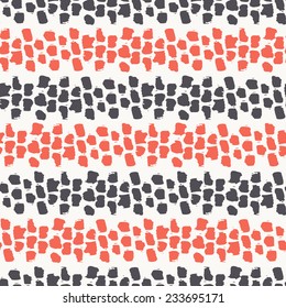 Vector seamless pattern. Abstract background with stripes from round brush strokes. Bicolor hand drawn texture