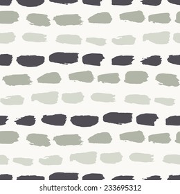 Vector seamless pattern. Abstract background with brush strokes. Hand drawn texture with dotted stripes