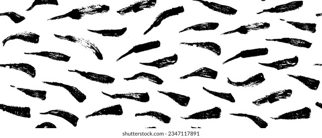 Vector seamless pattern. Abstract background with brush strokes. Monochrome hand drawn texture. Modern graphic design.