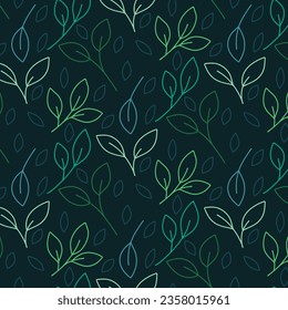 Vector seamless pattern and abstract background with green leaves for packaging of organic and healthy food, natural cosmetics and vegan products