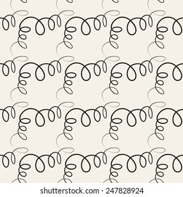 Vector seamless pattern. Abstract background with doodles. Repeating monochrome texture