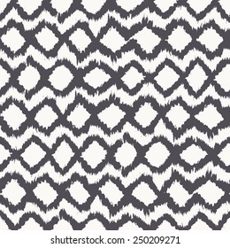 Vector seamless pattern. Abstract background with zigzag brush strokes. Monochrome hand drawn texture