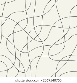 Vector seamless pattern. Abstract background with linear doodles. Repeating confused texture.