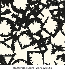Vector seamless pattern. Abstract background with diamonds or squares. Bold textured brush strokes. Monochrome hand drawn texture. Hipster graphic design.
