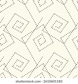 Vector seamless pattern. Abstract background with diamonds or squares. Bold textured brush strokes. Monochrome hand drawn texture.
