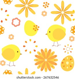 vector seamless pattern abstract background chickens and flowers