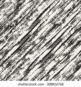 Vector seamless pattern. Abstract background with continuous diagonal coating of brush painting. Monochrome hand drawn texture with brush strokes.