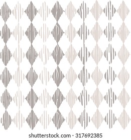 Vector seamless pattern. Abstract background with rhombuses from square brush strokes. Monochrome hand drawn texture. 