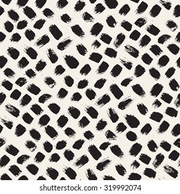 Vector seamless pattern. Abstract background with brush strokes. Monochrome hand drawn texture. Modern graphic design.