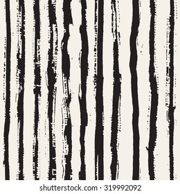 Vector seamless pattern. Abstract background with brush strokes. Monochrome hand drawn striped texture. Stylish tileable hipster print.