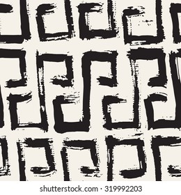 Vector seamless pattern. Abstract background made using of brush smears. Monochrome hand drawn texture.
