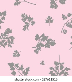 Vector seamless pattern, abstract background with parsley leaves, spring herbs, food concept.