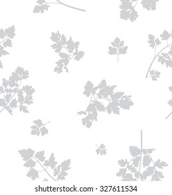 Vector seamless pattern, abstract background with parsley leaves, spring herbs, food concept.