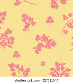 Vector seamless pattern, abstract background with parsley leaves, spring herbs, food concept.