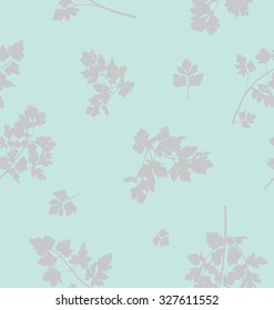 Vector seamless pattern, abstract background with parsley leaves, spring herbs, food concept.