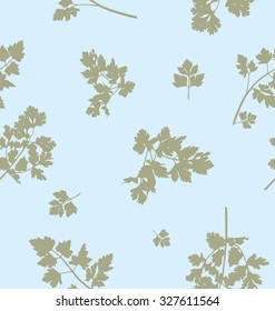 Vector seamless pattern, abstract background with parsley leaves, spring herbs, food concept.